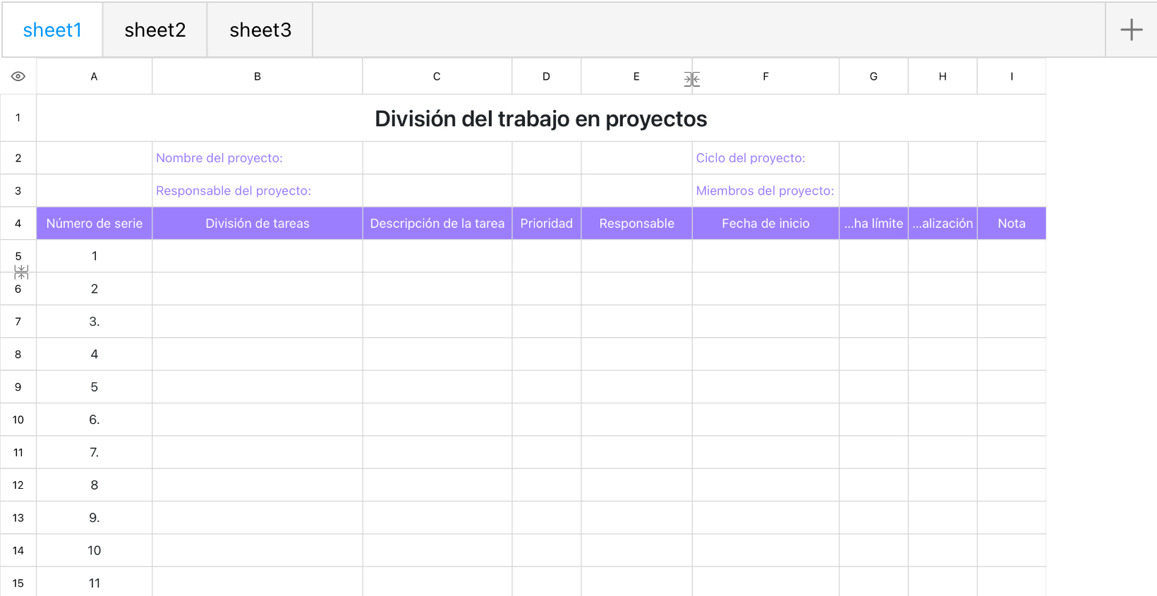División del trabajo en proyectos